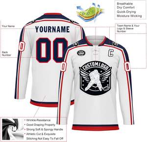 Maillots de hockey sur glace sublimés directs d'usine uniformes extensibles durables respirants conçus sur mesure pour la pratique et les matchs d'équipe - Product Image 2