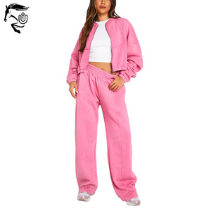 Chándal de lavado ácido transpirable y ligero con hombros caídos para mujer, chándal de lavado ácido ligero en blanco personalizado para mujer - Product Image 1