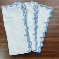 Serviette de table élégante en coton bleu cendré avec bord festonné pour dîner, mariage, restaurant – Serviette de table en coton bleu cendré de qualité supérieure