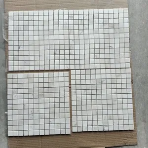 Square Milky White Marble <b>Mosaic</b> Tile Polished Surface Water Resistant Eco-Friendly 8mm Thick Modern Interior Wall Use - Product Image 3