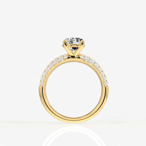 แหวนทองคำ18K ประดับเพชรเทียมเจียระไนแบบโปรตุเกสดีไซน์ปักฝังสามชั้น - Product Image 4