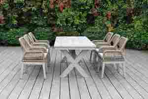 Ensemble de salle à manger élégant 6 places en corde et en bois pour patio et jardin - Product Image 3