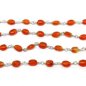 Cadena de Rosay con cuentas de cornalina, cuentas facetadas de cornalina, rollo de cadena de Rosario Chapado en plata para fabricación de joyas, alambre envuelto a granel - Product Image 1