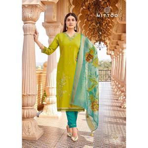 Ensemble Kurta de créateur en soie viscose lourde pour mariage et fêtes, toutes saisons, avec dupatta imprimé, vêtements indiens et pakistanais de haute qualité, export. - Product Image 1