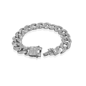 Bracelet Unisexe en Argent 925, Moissanite Pleine Glacée, Pierre Multicolore, Style Hip Hop, Passes de Diamant, Bracelets Cubains à Maillons - Product Image 1