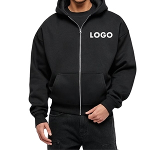 Sudadera con Capucha Unisex con Cierre y Logotipo Personalizado, de Alta Calidad, 100% Algodón, Invierno, Tinte Liso, Estilo Urbano para Hombre y Mujer - Product Image 3