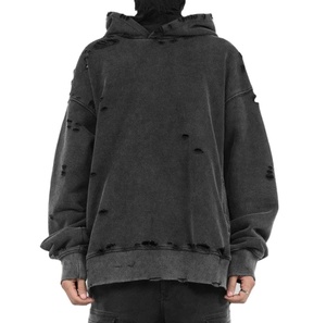 Respirant Personnalisé hommes Distressed Hoodies Street wear Lourd Lavé Vintage Distressed Hoodies pour Hommes - Product Image 1