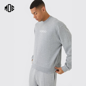 Unisex Heather Grey 450GSM 100% algodón deportes sudaderas transpirables cuello redondo sudaderas con capucha con logotipo personalizado teñido liso para el invierno - Product Image 1