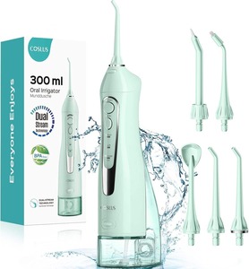 COSLUS <b>Water</b> <b>Dental</b> <b>Flosser</b> Teeth Pick: Portable Cordless Oral Irrigator 300ML Rechargeable Travel Irrigation C20(F5020E) Green - Product Image 3