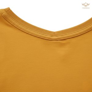 Camiseta de Cuello en V para Mujer de la Mejor Calidad, Logotipo Personalizado, Informal, Verano, Lisa, Color Sólido, Algodón Suave, Venta al por Mayor, OEM Yokebud - Product Image 4