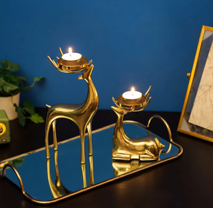 Excelente portavelas de Reno dorado con clase, regalo de Navidad, velas, soporte de luz de té, fiesta de boda, decoración del hogar, adorno de Navidad 2024 - Product Image 2