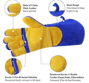 ถุงมือเชื่อมหนังแท้แบบสั่งทำได้สำหรับงานเชื่อม Tig/Mig ทนไฟ เหมาะสำหรับงานปิ้งย่าง กีฬา กิจกรรมกลางแจ้ง และการใช้งานในชีวิตประจำวัน - Product Image 2