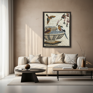 Œuvre d'art en mosaïque encadrée d'oiseaux chantants, décoration murale moderne, décoration d'intérieur pour salon, chambre à coucher, bureau, décoration murale suspendue - Product Image 2