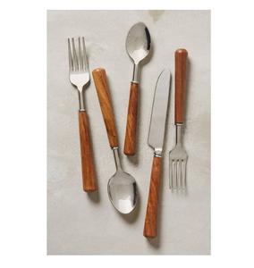 Juego de Cubiertos de 6 Piezas, Cuchara, Tenedor, Cuchillo, Cubiertos de Acero Inoxidable de Calidad Exclusiva con Mangos de Madera - Product Image 5