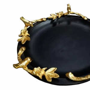 Plateau de service en aluminium et bois de qualité moderne et écologique pour thé café chocolat pour la maison hôtel Ramadan mariage Diwali fêtes - Product Image 1