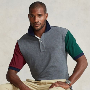 ผ้าฝ้าย100% ตาข่ายเสื้อโปโล HEATHER สีเทาแขนสั้นหลาย - Product Image 3