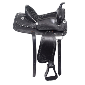 Nouvelle Selle de Cheval Western Haut de Gamme en Cuir Véritable Sculpté à la Main avec Arceau en Fibre et Fixations SS - Product Image 1