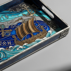 Bandeja de Servir Meenakari de Madera Hecha a Mano al por Mayor, Biodegradable y Ecológica, Juego de Regalo para Té y Café, Festival Indio - Product Image 3