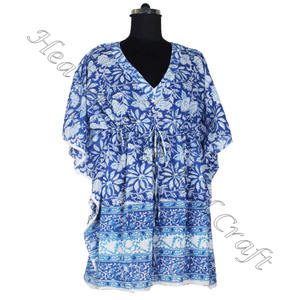 Hand Block Printed Cotton Kaftan Handmade Indian Caftan KFCS081 Abaya Kaftan Caftan <b>Arab</b> Jalabiya Dubai Fashion Hand Block Print - Product Image 6