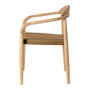 Formedge Contemporary Solid Wood Dining <b>Chair</b> Acacia Wood Frame with Woven Polyester Rope Seat for Villa Cafe & Restaurant - Product Image 3