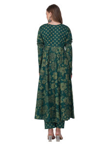 ชุดเดรสผ้าคอตตอนลายจุดสีเขียวทองสำหรับผู้หญิงชุดเดรสลูกไม้แขนยาวแต่งขอบลูกไม้แบบอินเดียสำหรับฤดูร้อน - Product Image 4