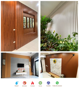 Factory Premium Wood Stone Grain Waterproof Recycling Ability Plastic Channeled <b>Wall</b> Panel for House Interior Decoration (Pima) - Product Image 2