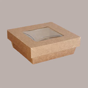 Fiambreras desechables pequeñas de papel marrón, contenedor de comida para llevar con ventana, 143x143H50, 30 unidades - Product Image 5