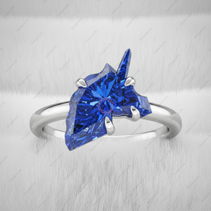 Anillo de Compromiso Solitario de Moda con Diamante Cultivado en Laboratorio de 3 Quilates, Corte Unicornio Azul Fantasía, Certificado GIA IGI, Chapado en Oro Fino de Plata 925, Regalo - Product Image 2