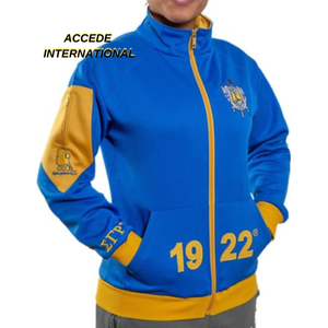 Parches de chenilla personalizados de cuello redondo para mujer de alta calidad Sorority Zeta Phi Beta sudaderas con bordado azul real sólido - Product Image 5
