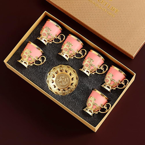 Arabian Style Gold Color Porcelain Royal Tea Coffee <b>Cup</b> <b>and</b> <b>Saucer</b> <b>Set</b> As the Gift Box Turkish Tea <b>Cups</b> Ceramic Espresso <b>Cups</b> - Product Image 2