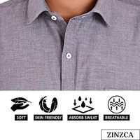 Kemeja Pria Musim Panas Elegan Bergaya 100% Katun Chambray Premium Slim Fit Kasual Gaya Safari Cepat Kering Bernapas