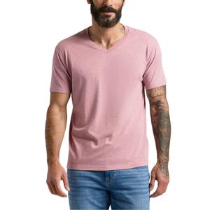 Camiseta personalizable de algodón de alta calidad, minimalista, con cuello en V, manga corta, para hombre, corte ajustado, color blanco. - Product Image 4