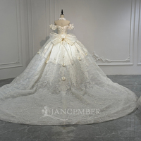 Gaun Pengantin Jancember XS268 Mewah Model Off Shoulder dengan Rumbai, Bunga 3D, dan Pita