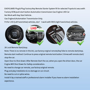 EASYGUARD รีโมทสตาร์ทแบบเสียบใช้งานได้ทันที สำหรับรถยนต์ RAV4/Camry/Corolla/AVALON/Levin เครื่องยนต์เบนซิน เกียร์อัตโนมัติเท่านั้น - Product Image 6