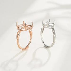 Bague semi-montée en argent sterling 925 véritable 10x14mm avec sertissage de griffes ovales vierges Bijoux faits main personnalisés Fournisseurs de gros - Product Image 5