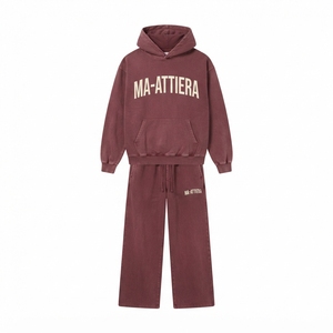 Conjunto de Sudadera Oversize Lavada Personalizada y Pantalones Jogger para Mujer, Chándal de Algodón y Felpa Estilo Urbano OEM ODM - Product Image 3