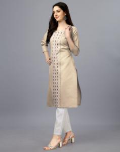 Kurti Informal de Algodón con Textura Mágica, Completamente Cosido, con Bordado Intrincado para Moda India y Pakistaní, Hecho de Rayón - Product Image 1