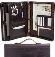 Excellent design portefeuille en cuir véritable pour hommes coussin juridique Padfolio presse-papiers dossier avec poignée étui de transport en PVC