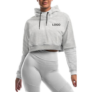 Custom Logo Women Athletic Crop Top <b>Yoga</b> Hoodie Casual Women's Hoodies & <b>Sweatshirts</b> Pullover Cropped Oversize Hoodie for Woman - Product Image 3