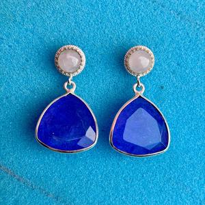 Handmade Natural Tanzanite & Moonstone <b>Dangle</b> <b>Earrings</b> 925 Sterling <b>Silver</b> Designer Jewelry for Women - Product Image 6