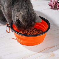 Mangkuk Hewan Peliharaan Lipat 2-in-1 Silikon & Plastik Ramah Lingkungan, Laris Manis, Dapat Disesuaikan, untuk Makanan & Air Kucing Anjing, Kapasitas 1000ml
