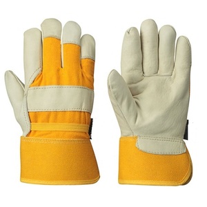 ถุงมือนิรภัยสำหรับงานก่อสร้างสำหรับงานเชื่อมหนังแท้ - Product Image 6