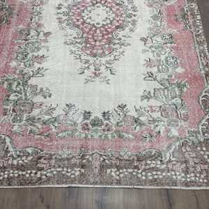6.2x9.4 ft Rug, Vintage Turkish Large Rug, <b>Red</b> <b>Wool</b> Rug - Product Image 2