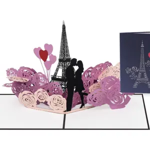 Handmade Paper Love Theme Pop Up Card Personalize Card Valentines 3D For Couple Craft Paper Greeting Card Handicraft