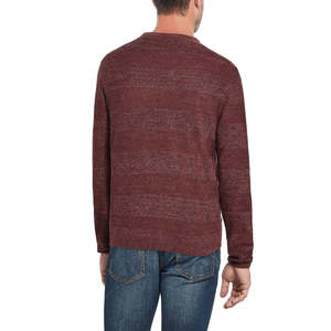 Maglione da Uomo Extra Large a Collo Alto, Colore Vino, Morbido al Tatto, Motivo a Righe, Maniche Corte, Impermeabile, in Mohair, per la Primavera - Product Image 2