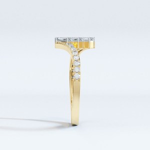 แหวนหมั้นโซลิแทร์ทองคำขาว10K แหวนเพชรกลมและบาแกตสำหรับปลูกในห้องปฏิบัติการสำหรับเครื่องประดับงานแต่งงานหรือของขวัญ - Product Image 4