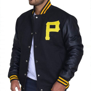 Chaqueta Universitaria Personalizada con Bordado para Hombre, Talla Grande, Estilo Béisbol, Cuero, Parche de Estrella, Chaqueta de Invierno para Hombre - Product Image 1