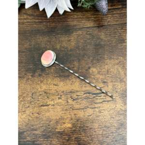 Épingle à cheveux artisanale Sam Nez en coquillage rose et argent sterling - Product Image 3