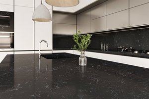 Encimeras de Cuarzo Artificial para Baño y Cocina, Personalizadas, Estilo Carrara Calacata, Ecológicas, No Tóxicas, Contemporáneas, Prefabricadas - Product Image 1