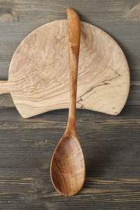 Juego de cucharas de madera de primera calidad, utensilios de madera maciza hechos a mano para cocinar, servir arroz, sopa, ensalada, acabado suave - Product Image 3